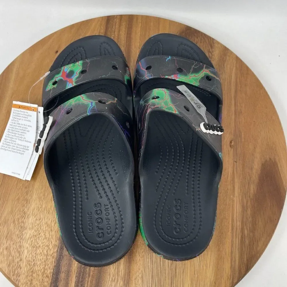 NEW Crocs Classic Out of this World Sandal Black w/Lightning Bolts Men's Size 8